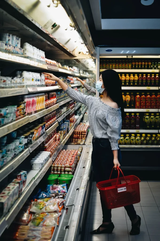 A lady purchasing Chilled food products